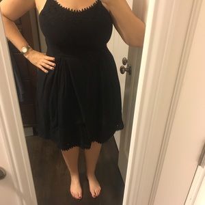 Black spaghetti strap eyelet dress